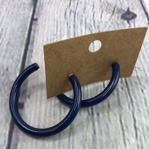 5/$25 Boho Navy blue medium thin hoop earrings